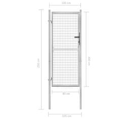 Vidaxl Vrtna vrata pocinkano jeklo 105x250 cm srebrna