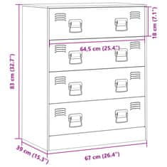 Vidaxl Komoda antracitna 67x39x83 cm jeklo