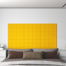 Vidaxl Stenski paneli 12 kosov rumeni 60x15 cm žamet 1,08 m²