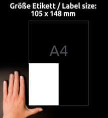 Avery Zweckform odstranljive etikete L6028REV-25, 105 x 148 mm, bele, 100 + 20 brezplačnih etiket/zavitek, A4, za tiskanje