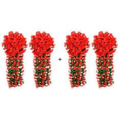 Netscroll 2+2 umetne cvetlične viseče rože, umetno viseče cvetje z naravnim izgledom za zunanjo ali notranjo uporabo, za teraso, vrt, balkon, poroke, zabave, hodnik, 80cm, rdeče barve, 4 kosi, HangingFlowers