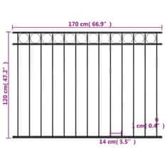 Vidaxl Ograjni panel iz jekla 1,7x1,2 m črn