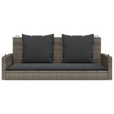 Vidaxl Gugalna klop z blazinami siva 119x56x48 cm poli ratan