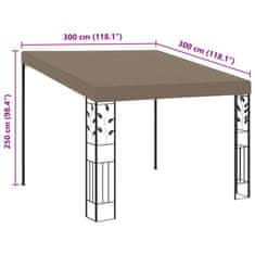 Vidaxl Paviljon za namestitev na steno 3x3x2,5 m taupe