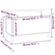 Vidaxl Klubska mizica siva sonoma 90x44,5x45 cm inženirski les