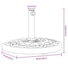 Vidaxl Podstavek za senčnik za Ø38 / 48 mm palice 9 kg polkrožen