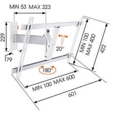 Vogels Voglova roka za LCD W52081, 40-65", 2 sklepa, bela