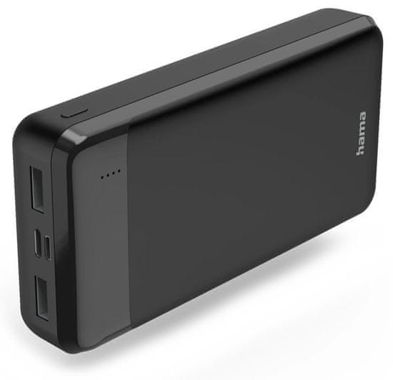 Hama powerbank Eco Power 20, 20000 mAh, 2 A, 2 izhoda: 2x USB-A, vhod micro USB/USB-C, črna