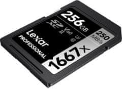 Lexar Lexarjeva pomnilniška kartica 256GB Professional 1667x SDXC UHS-II, (branje/pisanje: 250/120 MB/s) C10 V60 U3