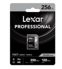 Lexar Lexarjeva pomnilniška kartica 256GB Professional 1667x SDXC UHS-II, (branje/pisanje: 250/120 MB/s) C10 V60 U3