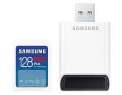 Samsung Pomnilniška kartica 128 GB PRO Plus SDXC CL10 U3 V30 (do 180/130 MB/s) + adapter USB