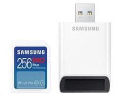 Samsung Pomnilniška kartica 256 GB PRO Plus SDXC CL10 U3 V30 (do 180/130 MB/s) + adapter USB