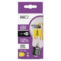 Emos LED žarnica filament A60, E27, nevtralno bela, zatemnilna