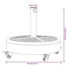 Vidaxl Podstavek za senčnik s kolesi za drog Ø38/48 mm 27 kg okrogel