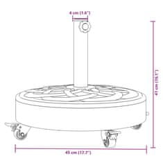 Vidaxl Podstavek za senčnik s kolesi za drog Ø38/48 mm 27 kg okrogel