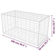 Vidaxl Gabionska košara iz pocinkanega jekla 100x50x50 cm