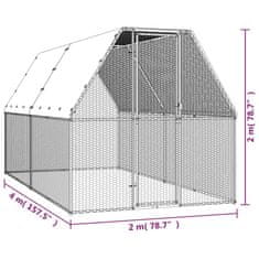 Vidaxl Kokošnjak 2x4x2 m pocinkano jeklo