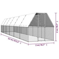 Vidaxl Kokošnjak 2x12x2 m pocinkano jeklo