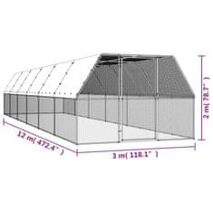 Vidaxl Kokošnjak 3x12x2 m pocinkano jeklo