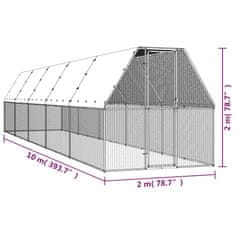 Vidaxl Kokošnjak 2x10x2 m pocinkano jeklo