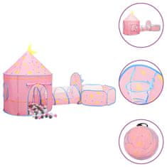 Vidaxl Otroški šotor za igranje z 250 žogicami roza 301x120x128 cm