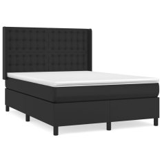 Vidaxl Box spring postelja z vzmetnico črn 140x200 cm umetno usnje