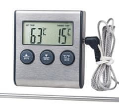 aptel Digitalni LCD inox kuhinjski termometer do 250°C sonda 100cm