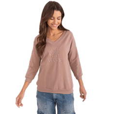RELEVANCE Ženska bluza z izrezom v obliki črke V temno bež RV-BZ-9143.87P_408078 Univerzalni