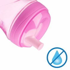 Chicco Netesna skodelica z ustnikom v obliki slame od 12m, 266ml, roza