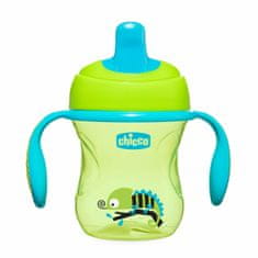 Chicco Neprepustna skodelica s trdim ustnikom od 6m, 200ml, modra/zelena