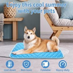 Netscroll Hladilna podloga za psa ali mačko, hladilna blazina za živali pomaga uravnavati telesno temperaturo, odporna na praske, pralna, protizdrsna, vodoodporna spodnja stran, 100x70 cm, CoolingMat