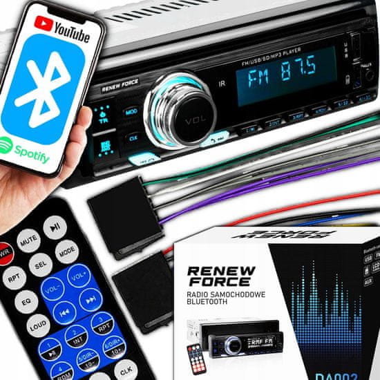 Dexxer 1DIN 12V LCD FM avtoradio 4x55W 2x USB Bluetooth SD + daljinec RENEW FORCE