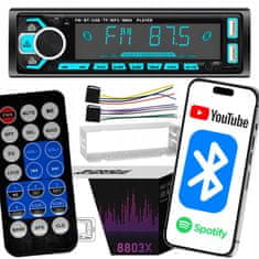 Dexxer 1DIN 12V RGB LCD FM avtoradio 4x60W 2x USB Bluetooth SD + daljinec