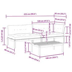 Vidaxl Vrtna garnitura iz palet 3-delna z blazinami trden akacijev les