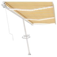 Vidaxl Ročno zložljiva tenda z LED lučkami 600x300 cm rumena in bela