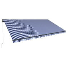 Vidaxl Ročno zložljiva tenda z LED lučmi 600x300 cm modra in bela