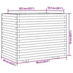 Vidaxl Vrtno cvetlično korito belo 90x60x72 cm trdna borovina