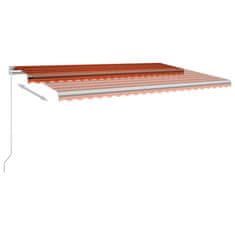 Vidaxl Ročno zložljiva tenda z LED lučkami 500x300 cm oranžna in rjava