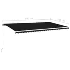 Vidaxl Ročno zložljiva tenda z LED lučmi 600x300 cm antracitna