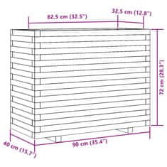 Vidaxl Vrtno cvetlično korito 90x40x72 cm impregnirana borovina