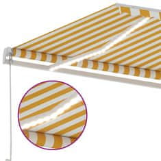 Vidaxl Ročno zložljiva tenda z LED lučkami 500x300 cm rumena in bela