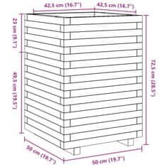 Vidaxl Vrtno cvetlično korito voščeno 50x50x72,5 cm trdna borovina