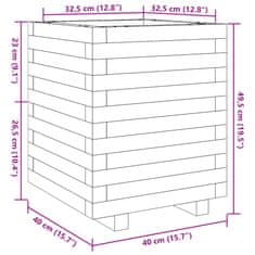 Vidaxl Vrtno cvetlično korito belo 40x40x49,5 cm trdna borovina