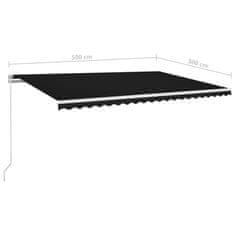 Vidaxl Ročno zložljiva tenda z LED lučmi 500x300 cm antracitna