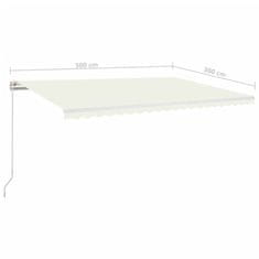 Vidaxl Ročno zložljiva tenda z LED lučmi 500x300 cm krem