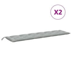 Vidaxl Blazina za vrtno klop 2 kos melanž sv. siva 200x50x7 cm blago