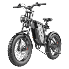 GUNAI 20X4,0" električno gorsko kolo za odrasle MX25 Fat Bike, polno vzmeteno, 1000 W, 48 V, 25 AH, 7 prestav, najvišja hitrost 45 km/h, doseg 50 km - črna