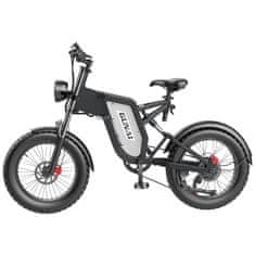 GUNAI 20X4,0" električno gorsko kolo za odrasle MX25 Fat Bike, polno vzmeteno, 1000 W, 48 V, 25 AH, 7 prestav, najvišja hitrost 45 km/h, doseg 50 km - črna