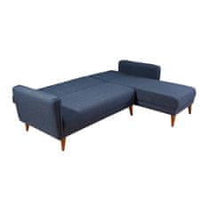 Atelier Del Sofa Kotna raztegljiva sedežna garnitura, desni kot Aqua - temno modra