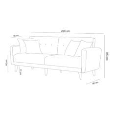 Atelier Del Sofa Raztegljiv kavč s tremi sedeži, Aria - siva